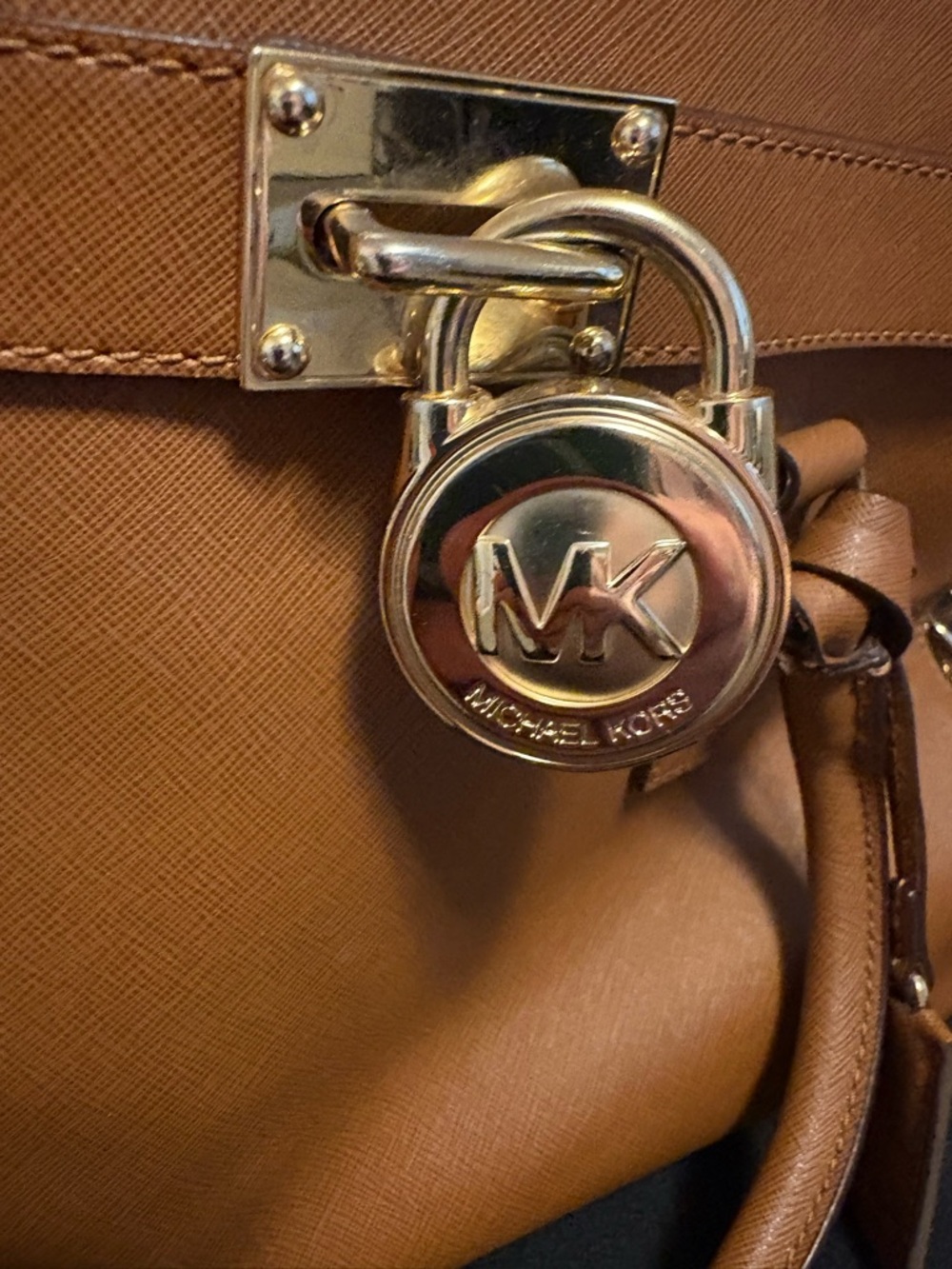 Michael Kors Caramel Brown Leather Satchel with Gold Hardware - Picture 3 of 11
